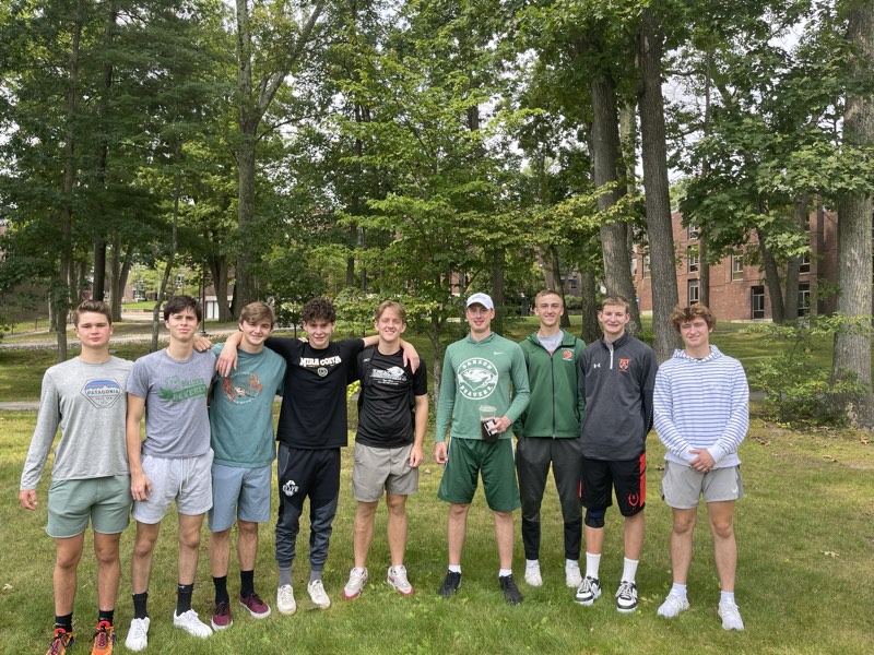 The tour group on the Babson College campus.