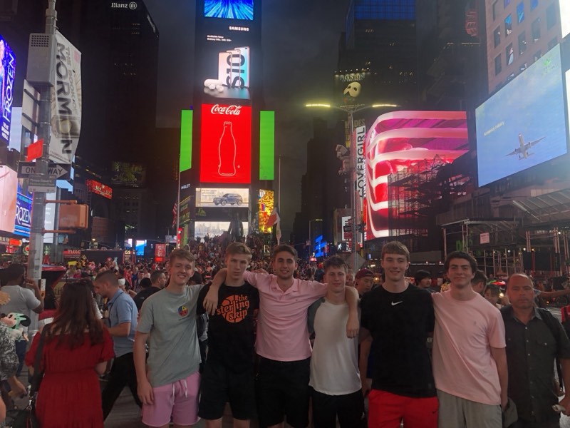 Tour athletes in Times Square, New York.